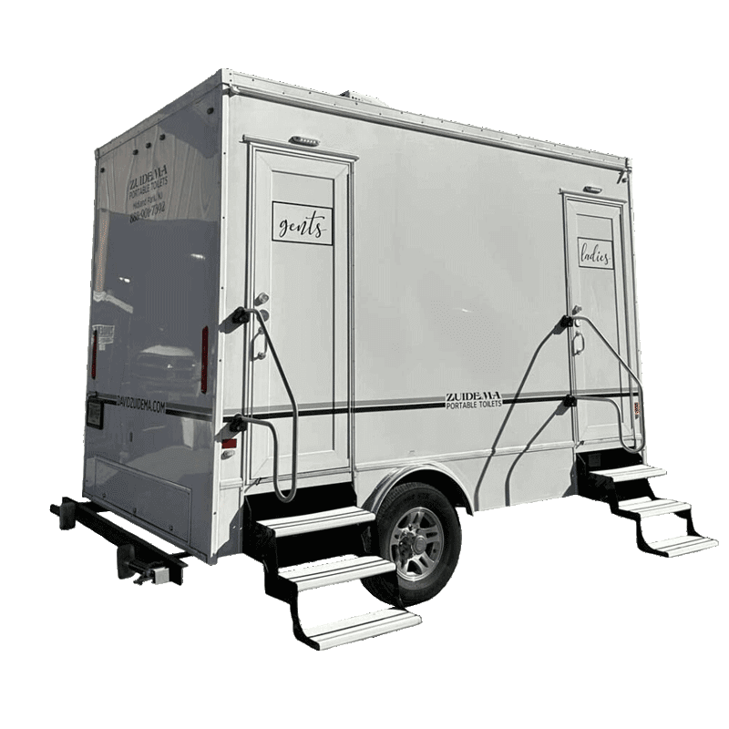 2 Station Restroom Trailer, available for rent at David Zuidema in New York & New Jersey